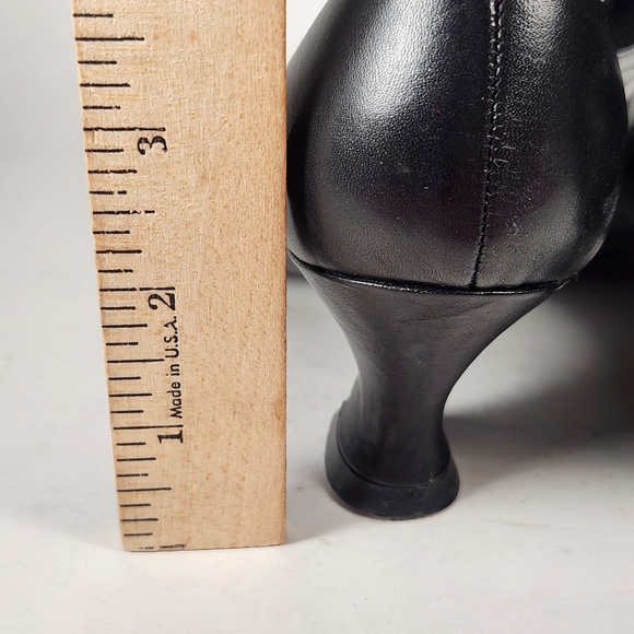 FLINGS Womens Boots Size 6 Black Leather Victorian Granny 90s Chunky Heel Shoe - Picture 4 of 11